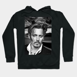 Jonny Portrait Illustration Support Depp Trail Digital Art Hoodie